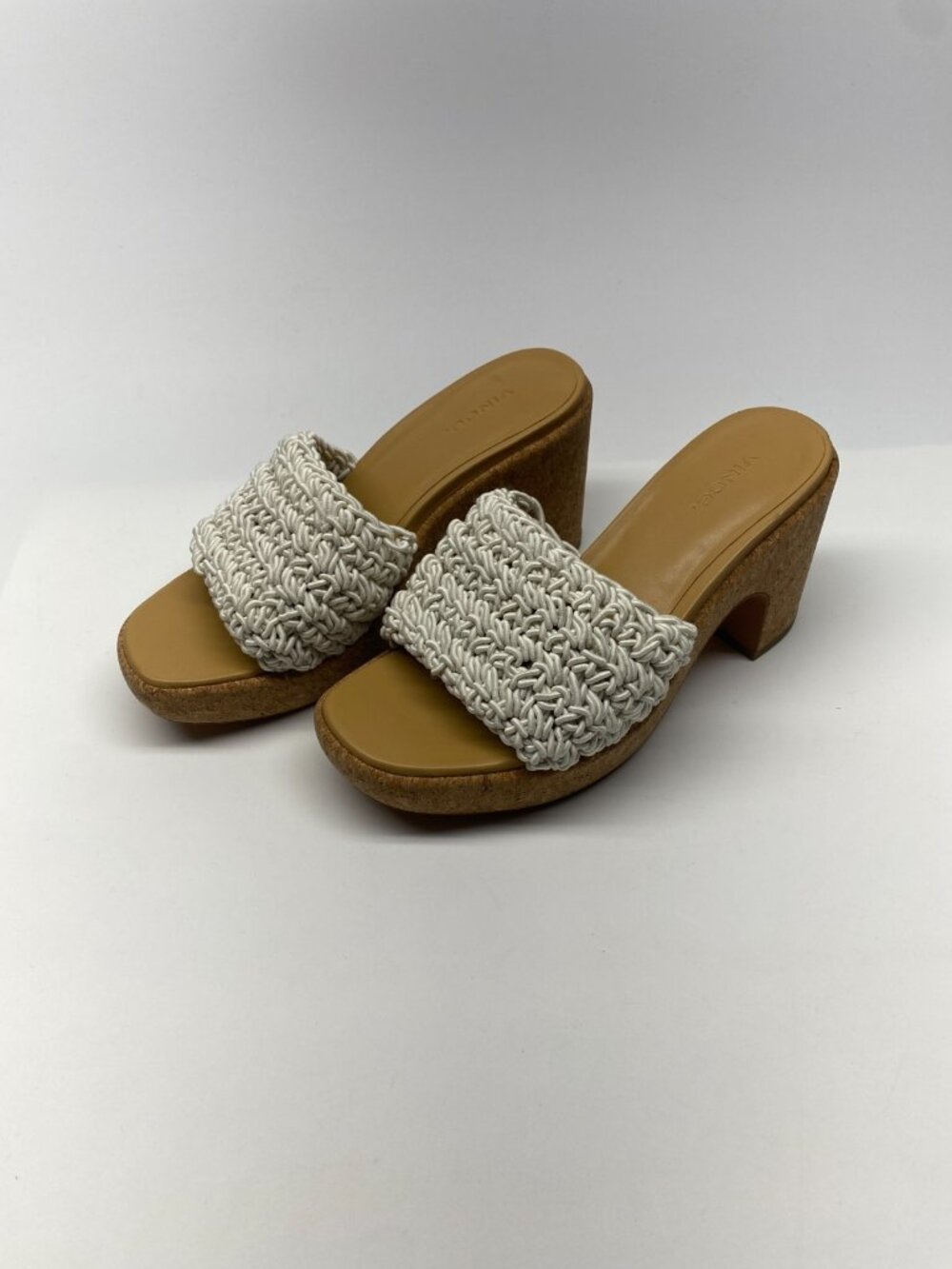Vince Women's Nicki  White Crochet Heel Sandals Sz 8.5 M